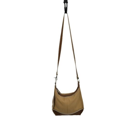 Tignanello Vegan Faux Leather Neutral Color Blocked Zip Crossbody Bag Medium - Picture 2 of 12